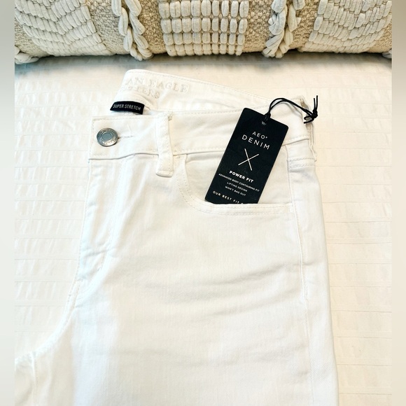 🤍American Eagle White Super Stretch Raw Hem Cropped Jeggings/Jeans NWT, Size 8 - Picture 15 of 16